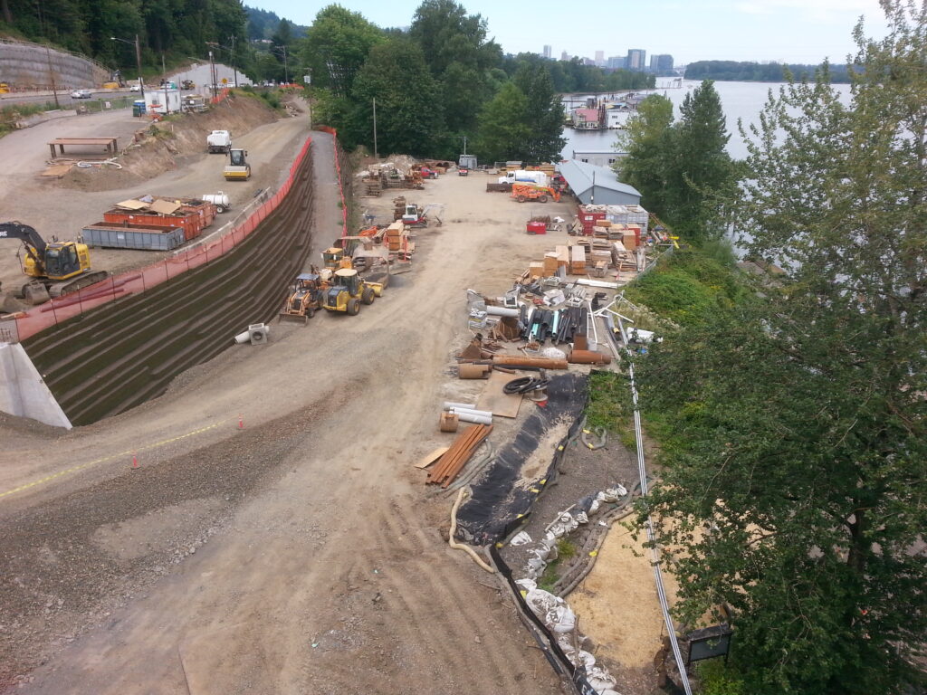 This will eventually be part of the pedestrian and bike path along the west bank.  You just have to use your imagination for now.