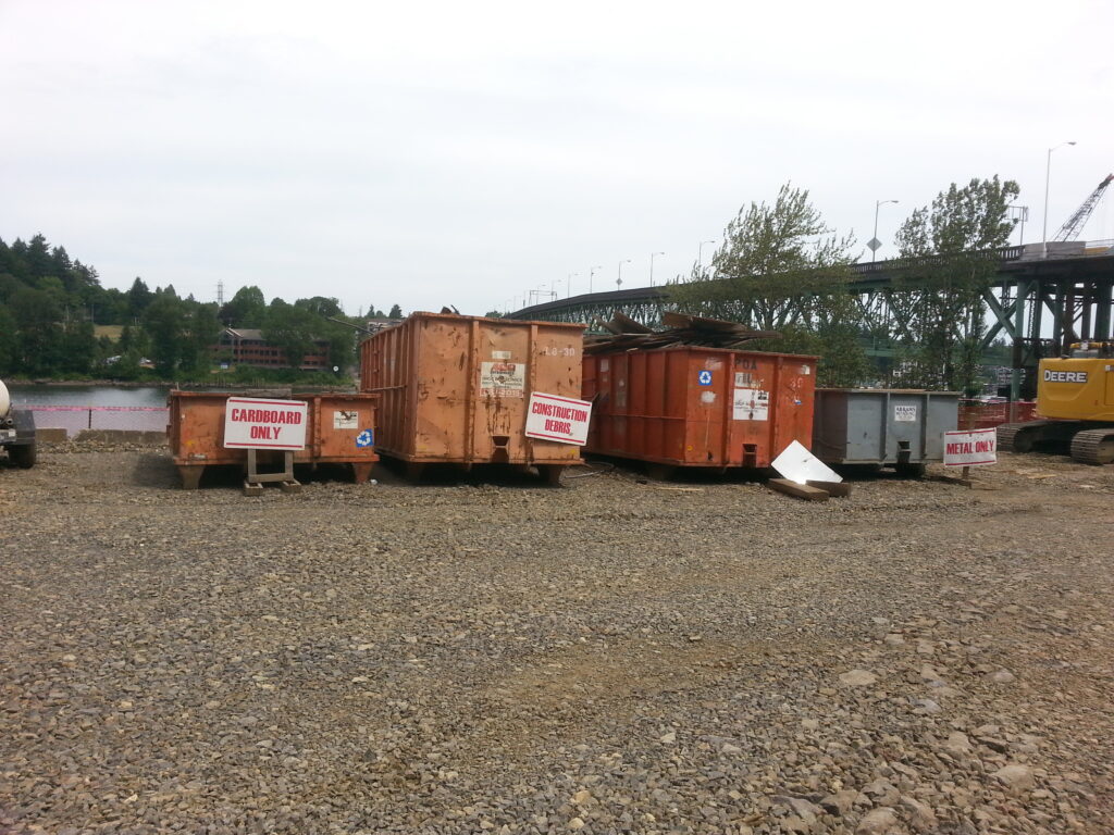 It’s Portland… of course there’s recycling, even on construction projects.  All sorted by type, too.