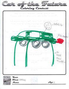 Caroline won first place not just for the satellite or fire engine, but for the cool legs that let you walk right over inconvenient traffic